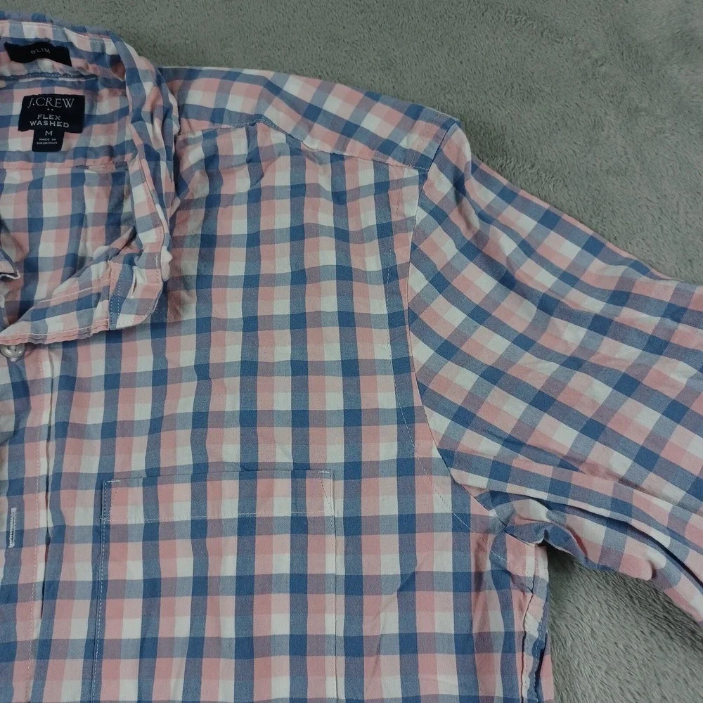J Crew Shirt Mens Medium Blue Plaid Slim Fit Button Down‎ Preppy Modern
